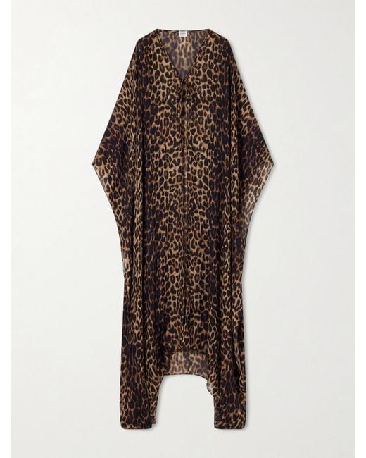 Saint Laurent Brown Leopard-Print Wool Kaftan