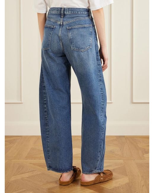 Agolde Blue Luna Pieced High-Rise Barrel-Leg Jeans