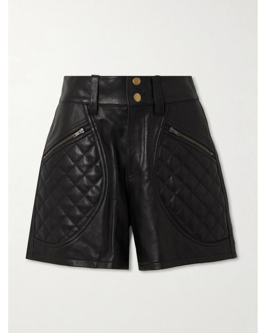 Isabel Marant Black Candice Shorts Aus Gestepptem Leder