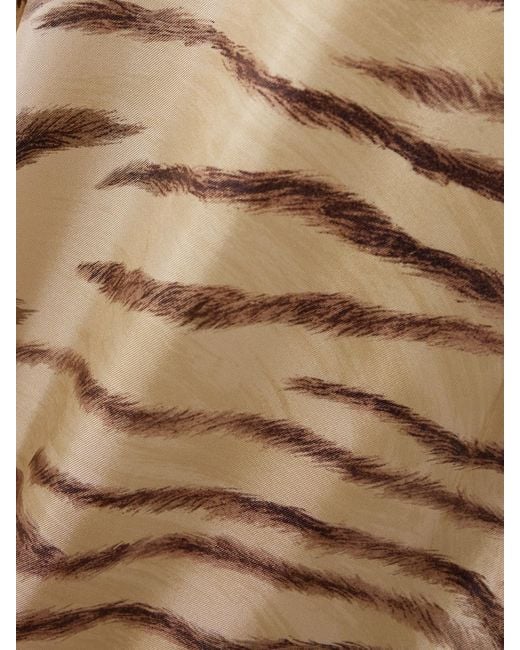 Stella McCartney Natural Tiger-Print Silk-Twill Wide-Leg Pants