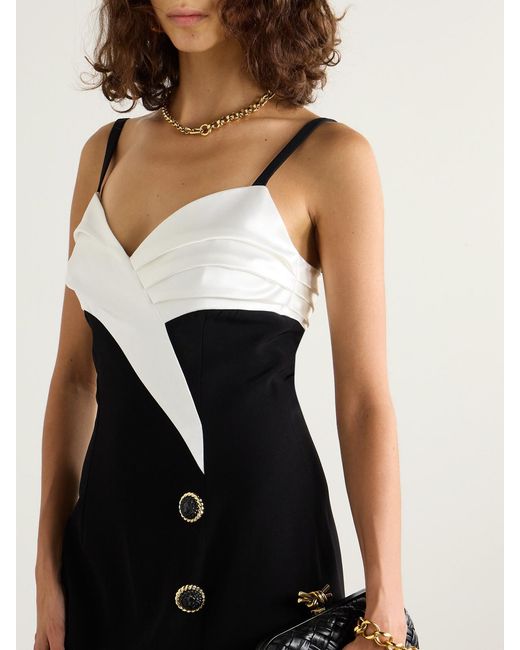 Balmain Black Draped Two-Tone Crepe Gown
