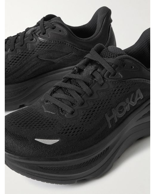 Hoka One One Black Bondi 9 Rubber-Trimmed Mesh Sneakers