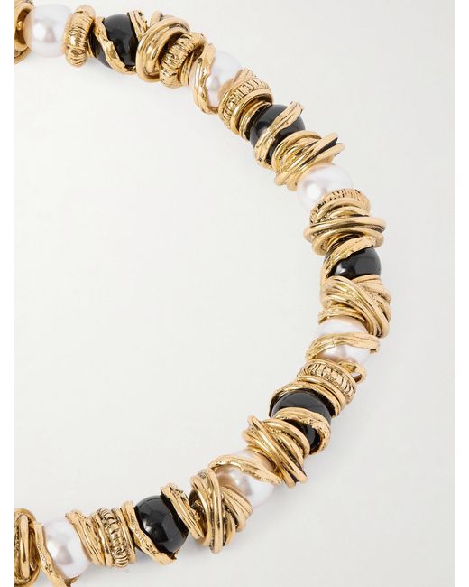 Saint Laurent Natural Tone Pearl-Like Bracelet