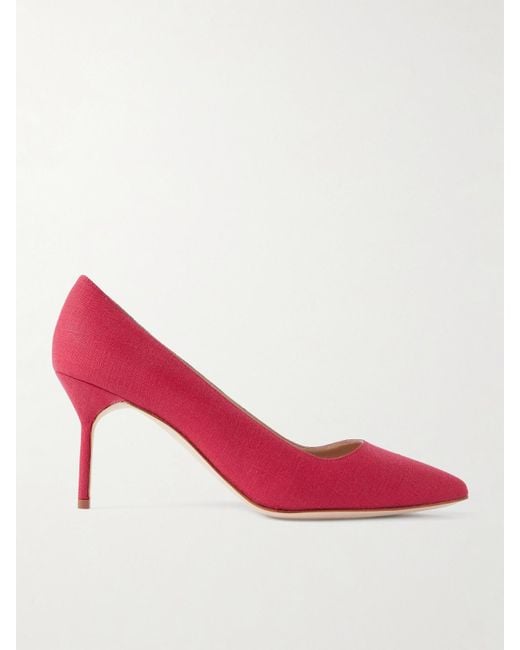 Manolo Blahnik Pink Bb 70 Canvas Pumps