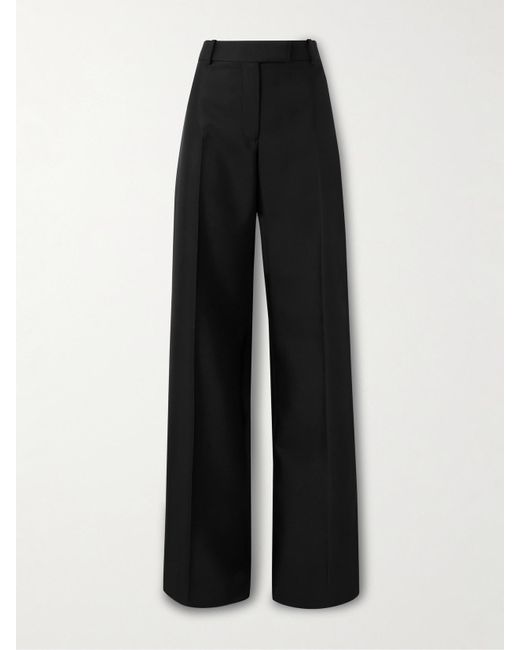Alexander McQueen Black Wool And Mohair-Blend Wide-Leg Pants