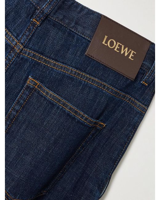 Loewe Blue Belted Pleated High-Rise Wide-Leg Jeans