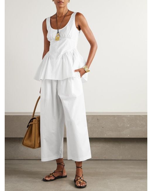 Proenza Schouler White Kayla Cropped Cotton-Poplin Wide-Leg Pants