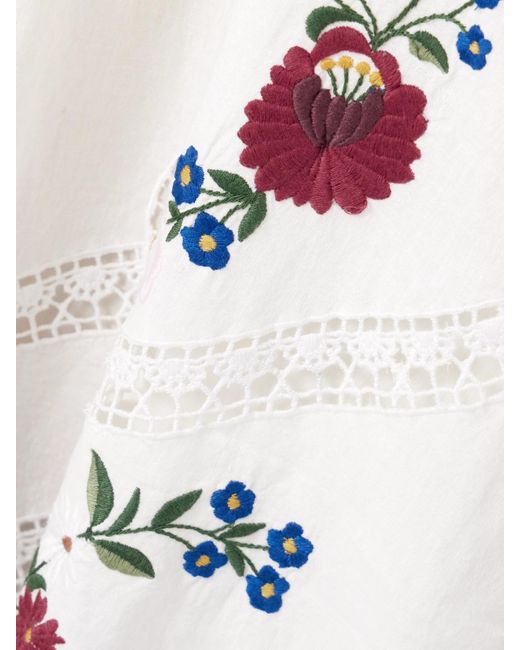 Sea White Celia Broderie Anglaise Cotton And Linen-Blend Midi Dress