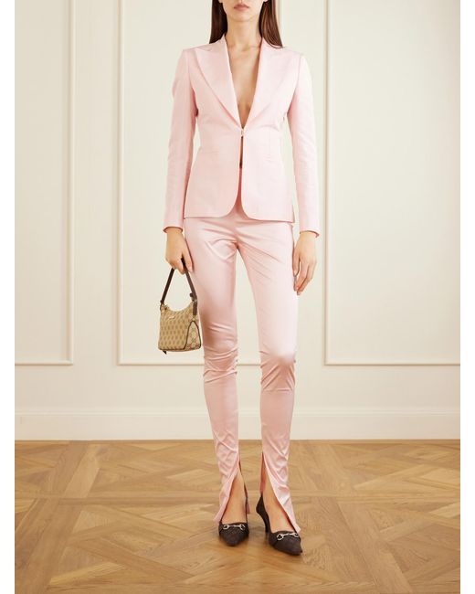 Gucci Pink Silk-Blend Faille Skinny-Leg Pants