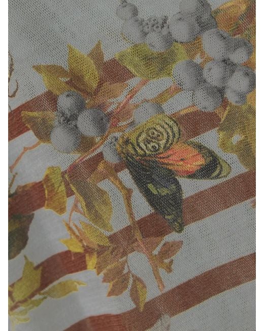 Jean Paul Gaultier Gray Marinière Grape Printed Mesh T-Shirt