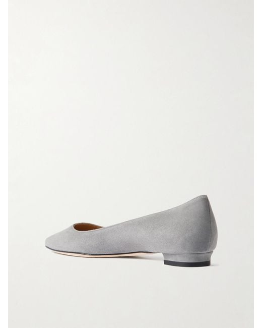 Manolo Blahnik Gray Bb Suede Ballet Flats