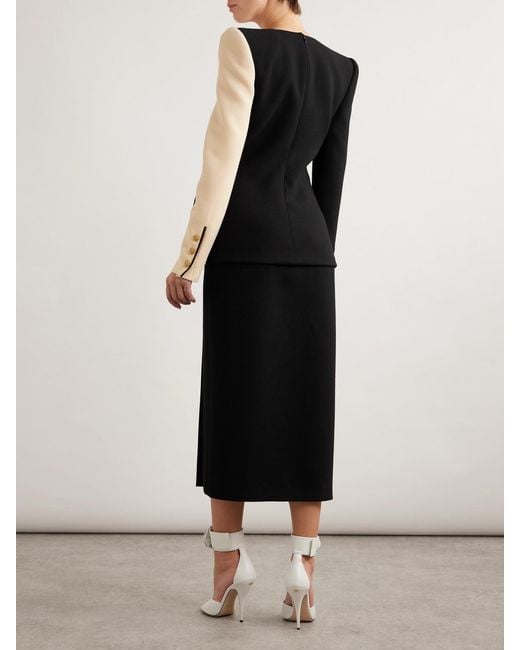 Valentino Garavani Black Bow-Detailed Two-Tone Wool Midi Dress