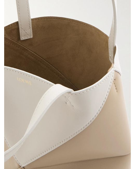 Loewe Natural Puzzle Fold Mini Wandelbare Tote Aus Zweifarbigem Leder