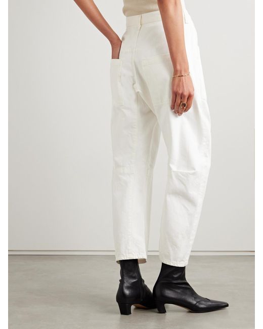 Nili Lotan White Shon Cotton-Blend Twill Tapered Pants
