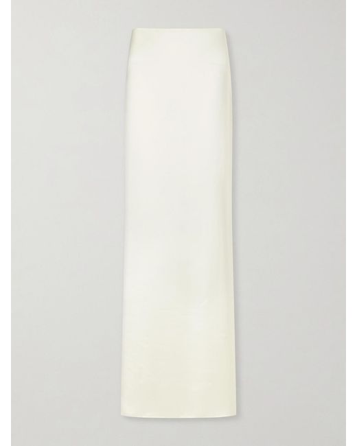 Colleen Allen White Lace-Trimmed Silk-Satin Maxi Skirt
