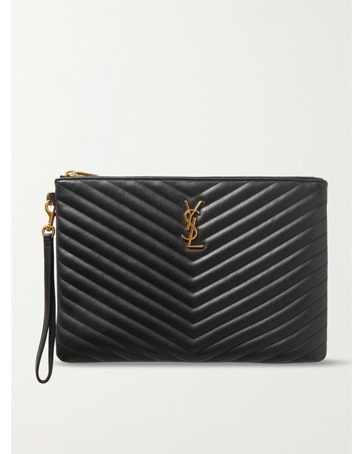 Saint Laurent Black Monogramme Quilted Leather Pouch