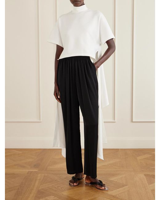 Alaïa White Asymmetric Cotton-Blend Jersey T-Shirt