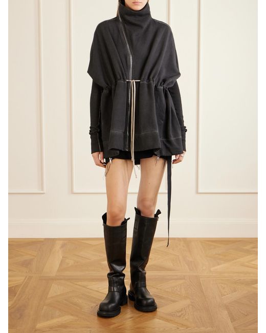 Rick Owens Blue Mountain Sail Drawstring Cotton-Jersey Jacket