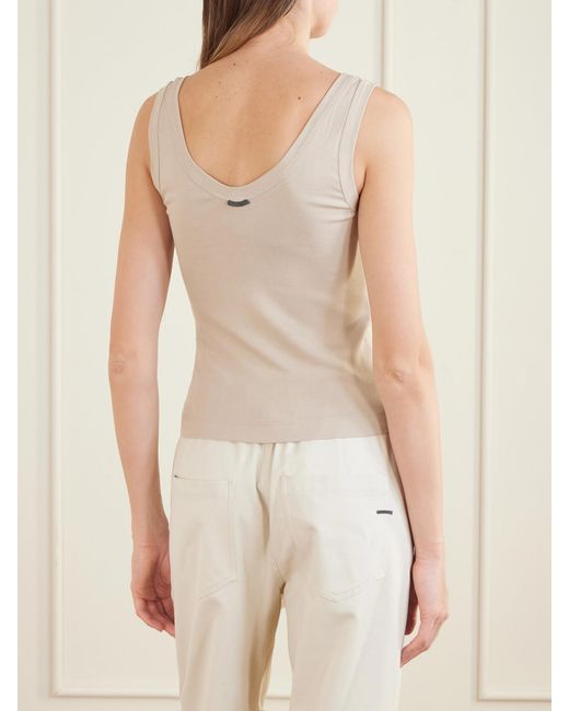 Brunello Cucinelli Natural Ribbed Cotton-Blend Jersey Tank