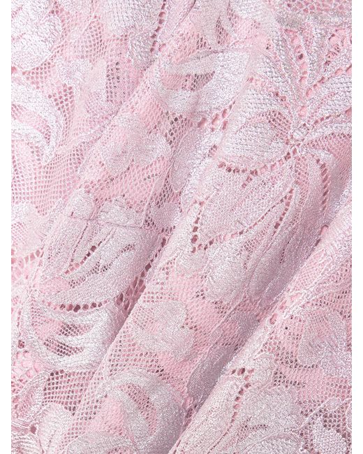 Rabanne Pink Schulterfreies Top Aus Stretch-Spitze