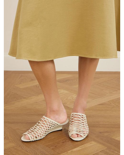 Totême Natural Woven Leather Wedge Mules