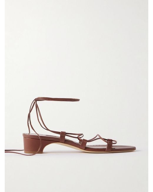 Manolo Blahnik White Dellasan 30 Leather Sandals