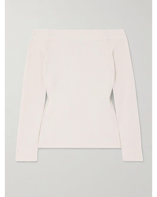 Tom Ford Natural Off-The-Shoulder Cashmere And Silk-Blend Top