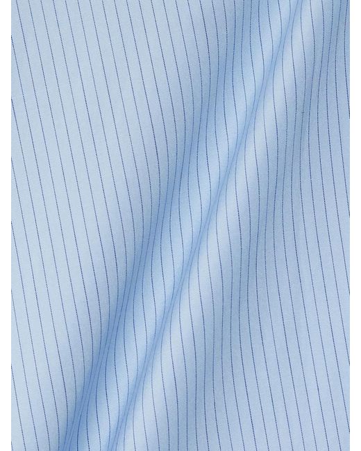 Thierry Colson Blue Lizbeth Pinstriped Cotton-Poplin Mini Dress