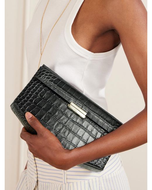 Totême Black Clip Croc-Effect Leather Shoulder Bag