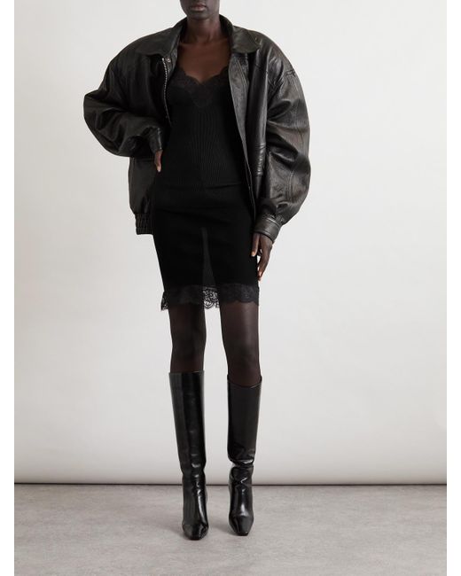 Saint Laurent Black Silk Lace Mini Dress