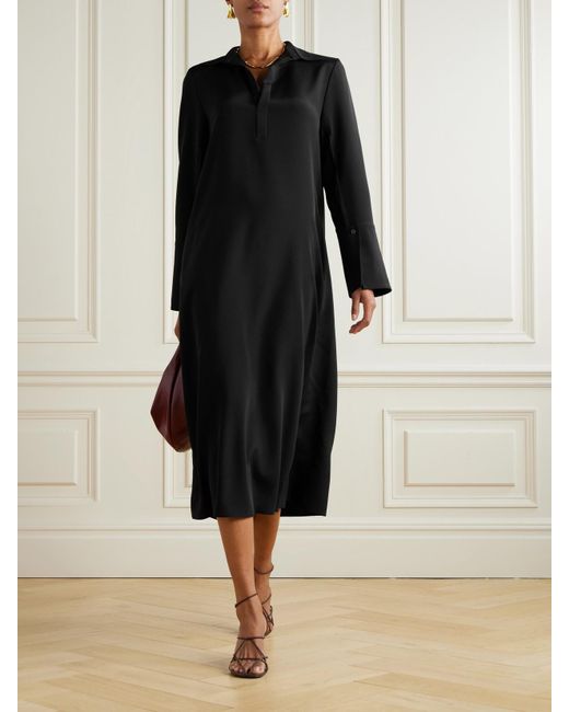 Max Mara Black Ossola Hemdblusenkleid Aus Einer Seidenmischung