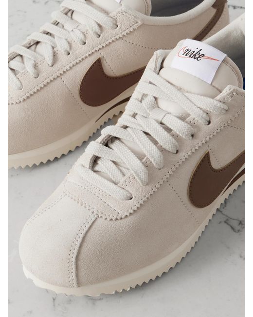 Nike Gray Cortez Leather-Trimmed Suede Sneakers