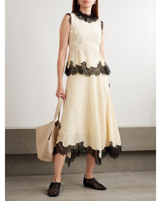 Ulla Johnson Black Bette Oberteil Aus Crêpe De Chine Aus Seide Mit Spitzenbesätzen