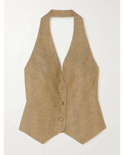 ベスト・ジレ MAX MARA SAURO SINGLE-BREASTED VEST IN LINEN MAX MARA Sauro linen vest | NET-A-PORTER