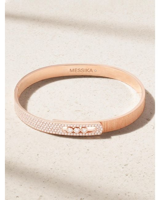 Messika Natural Move Noa Ciselé 18-Karat Rose Diamond Bangle