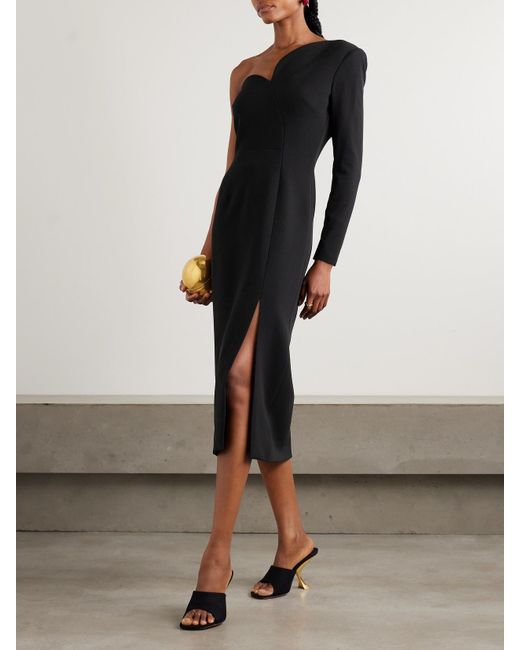 Roksanda Black Zahrah One-Sleeve Crepe Midi Dress