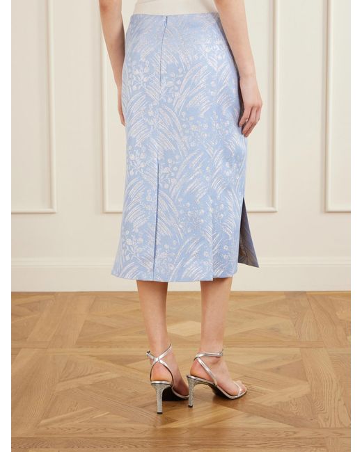Tory Burch White Metallic Jacquard-Knit Midi Skirt