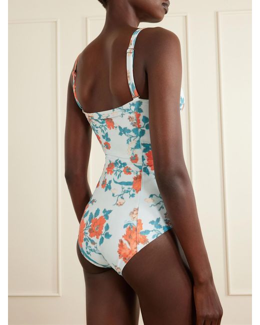 Erdem White Floral-Print Swimsuit