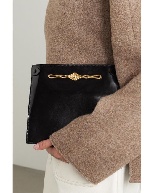 Metier Black Fernando Jorge Stowaway Embellished Patent-Leather Shoulder Bag