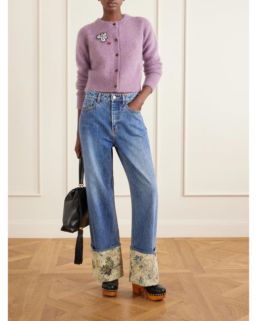 ALÉMAIS Pink Reggie Sequin-Embellished Mohair, Alpaca And Wool-Blend Cardigan