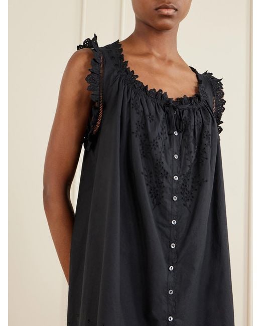 Doen Blue Nessie Broderie Anglaise Organic Cotton Mini Dress