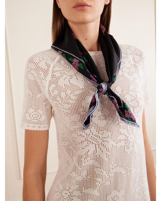 Chloé Black Printed Silk Scarf