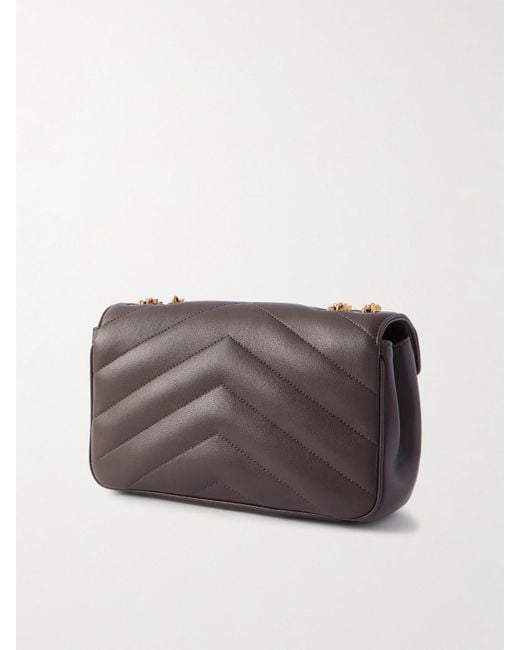 Saint Laurent Brown Loulou Schultertasche Aus Gestepptem Leder