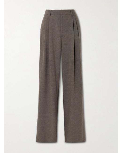 LIBEROWE Gray Annie Pleated Twill Wide-Leg Pants