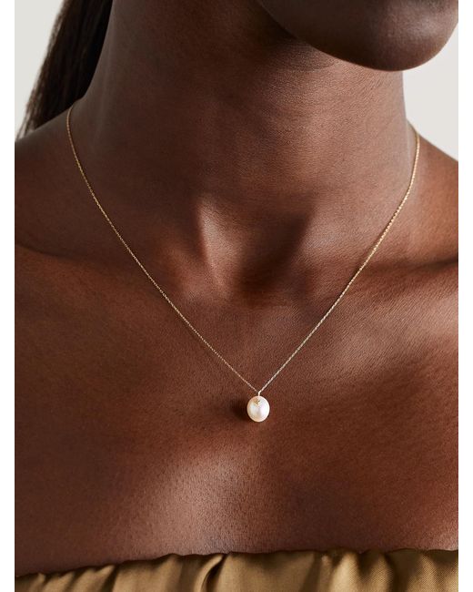 Mateo Natural 14-Karat, Pearl And Diamond Necklace