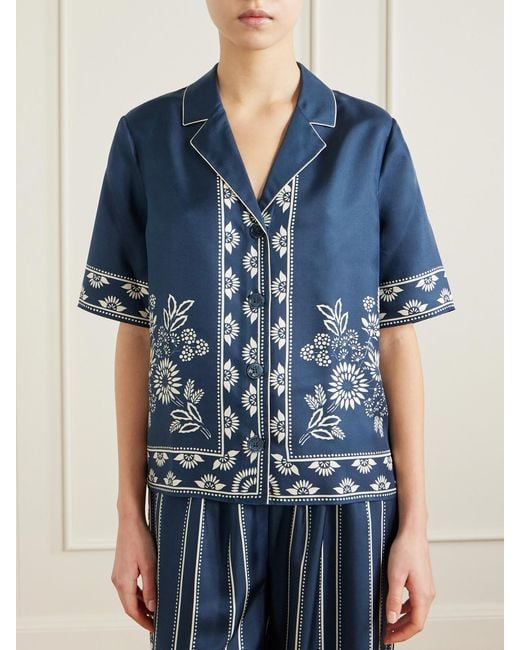 Eres Blue Infusion Floral-Print Silk-Twill Shirt