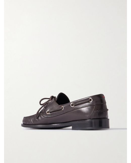 Aeyde Black Harris Leather Boat Shoes