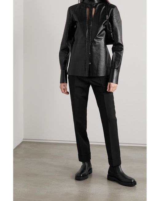Givenchy Black Cutout Leather Blouse