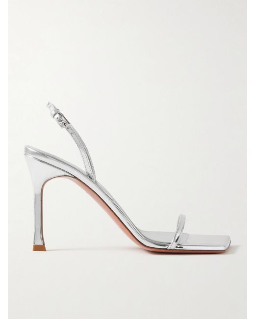 AMINA MUADDI Natural Maya Mirrored-Leather Sandals