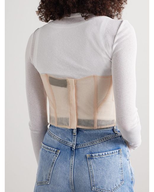 Simone Rocha White Cropped Tulle Bustier Top